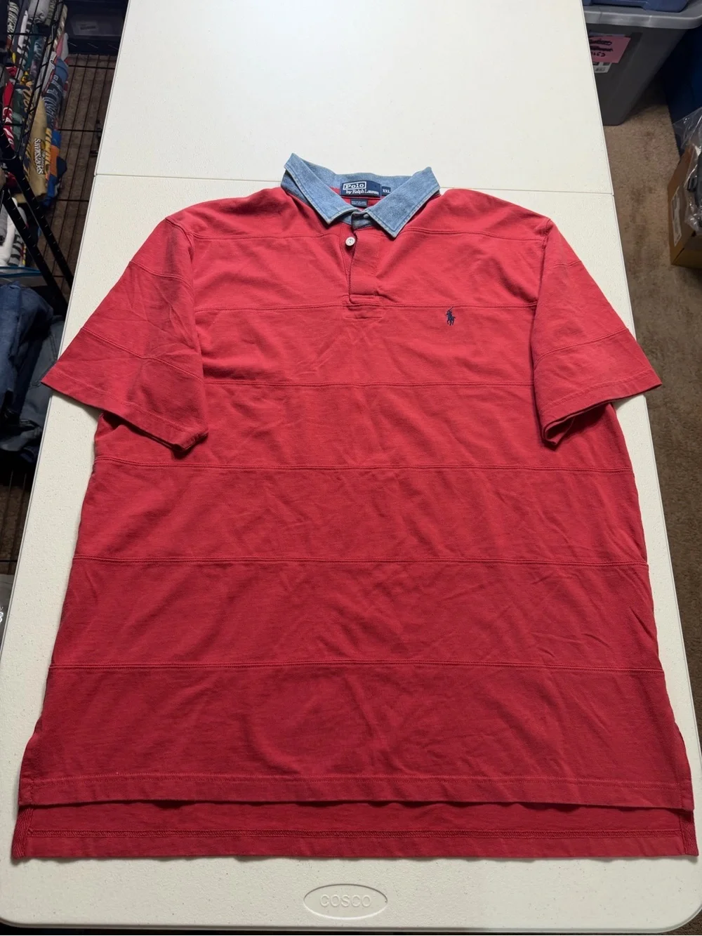 vtg polo ralph lauren shirt men 2XL red short sleeve rugby polo preppy 90s